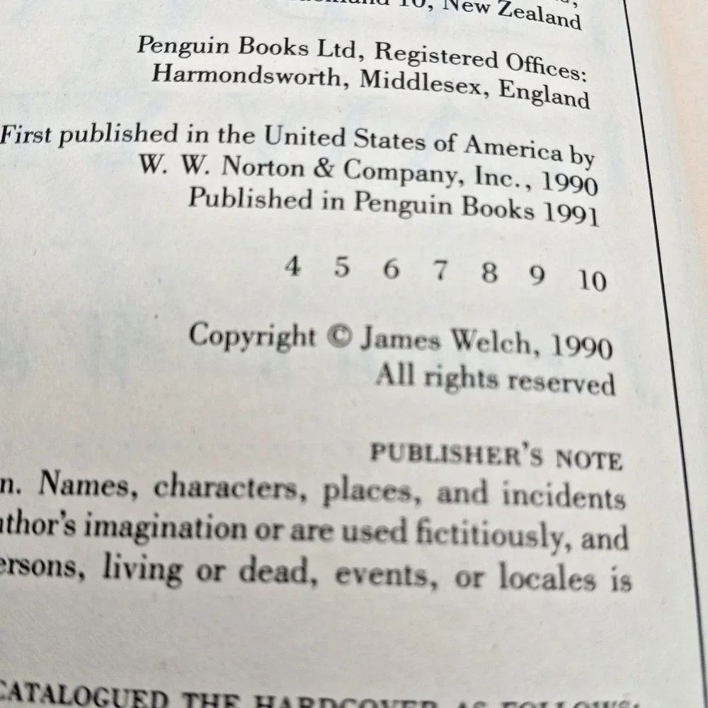 Indian‎ Lawyer by James Welch 1990 Trade Paperback Penguin